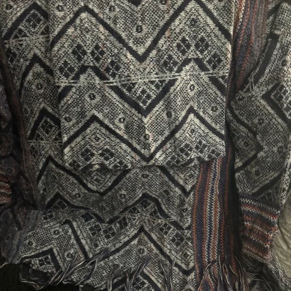 Free People Southwestern Fringe Cowl Neck Sweater Poncho - Picture 4 of 5